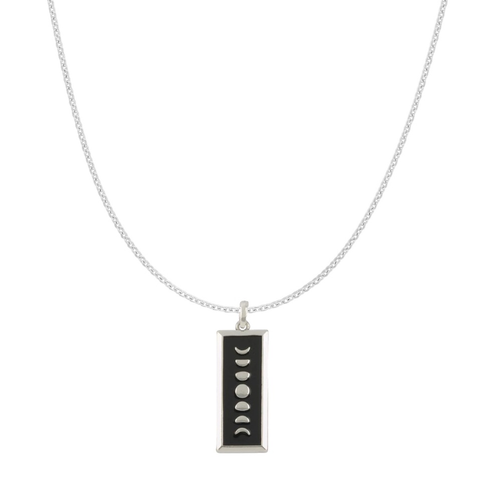 Moon Phase Bar Silver Charm Necklace